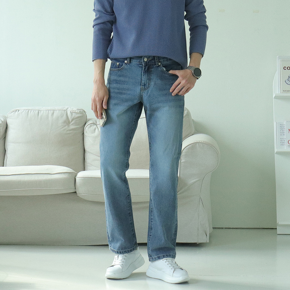 남자와이드청바지 부츠컷 통큰 데님 남자청바지 이미지 2