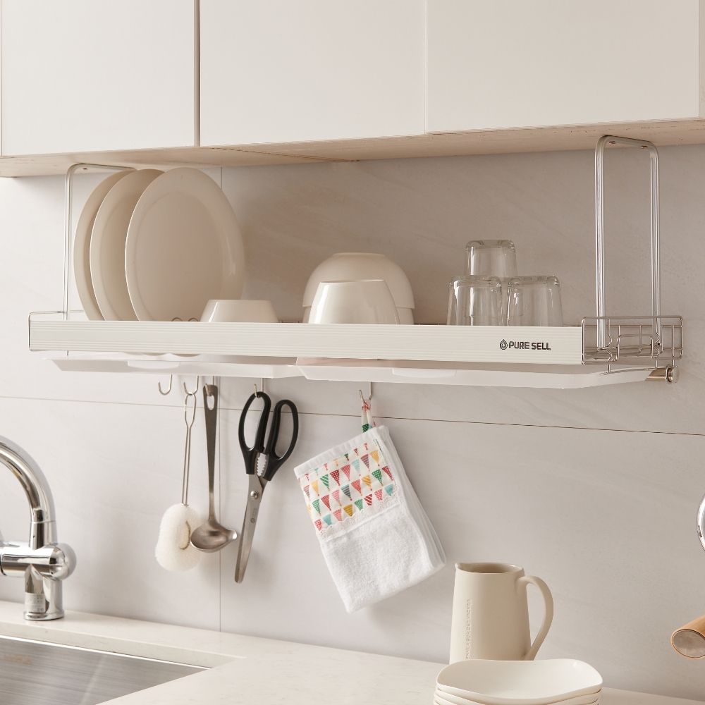 퓨어셀 프라임 부착식 식기건조대 선반 싱크대 부착형 상부장 그릇 설거지 정리대 1단고정형