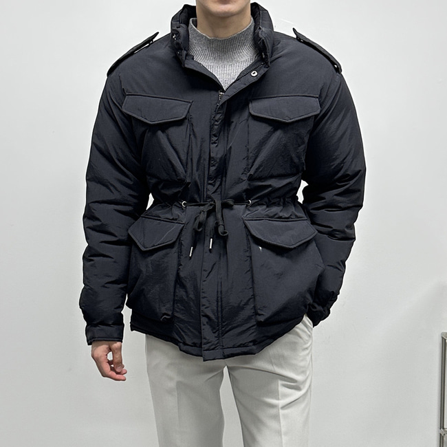 남자 월러 겨울 웰론 투웨이 야상 패딩 점퍼 블랙 그레이 이미지 2