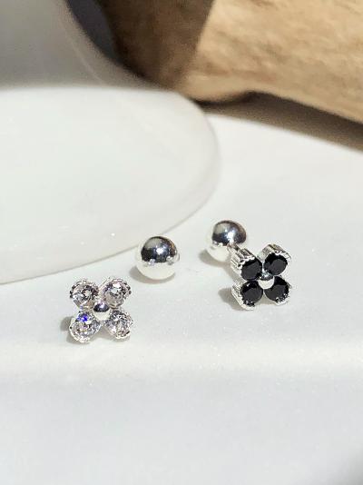 (무배/실버925) all silver 화이트 큐빅 클리프 은피어싱 - 메인 이미지