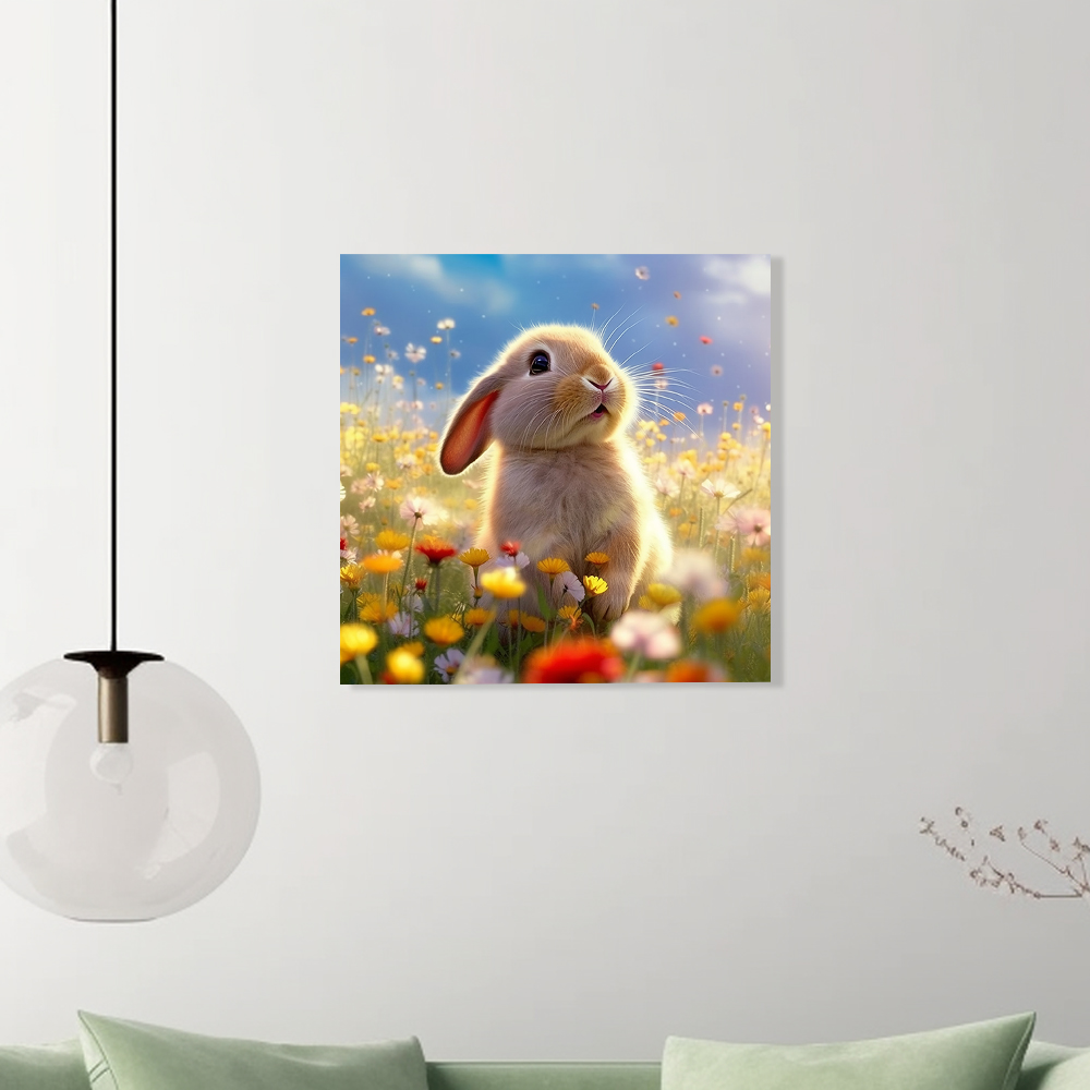 다정 토끼 45x45cm 캔버스액자 토끼그림 - 상세 이미지 5