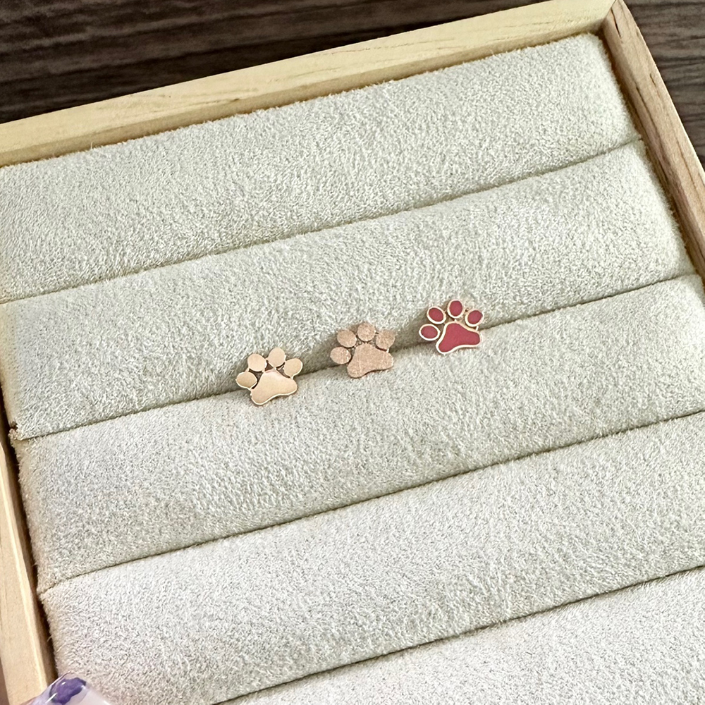 14K 골드 강아지 고양이 발바닥 에폭시 피어싱 - 상세 이미지 4