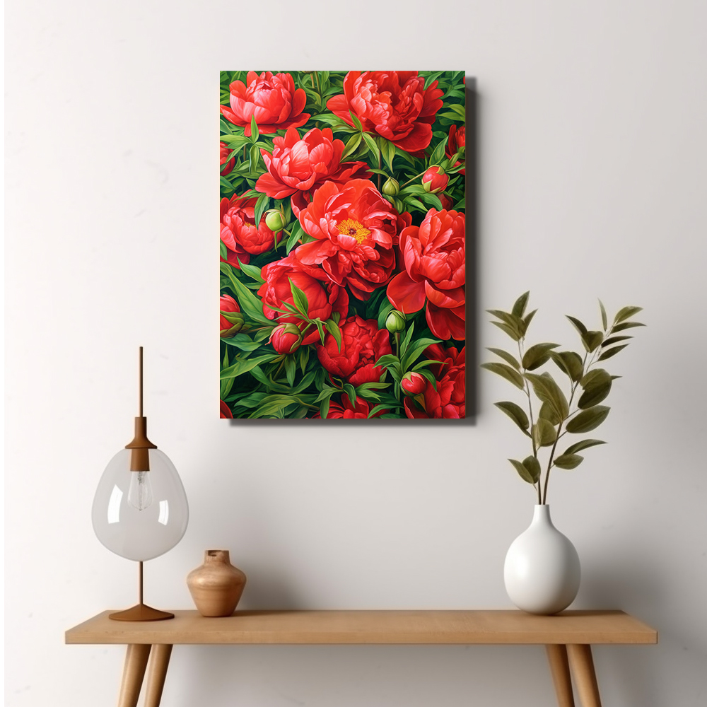 부귀 모란 80x80cm 캔버스액자 모란그림 이미지 8