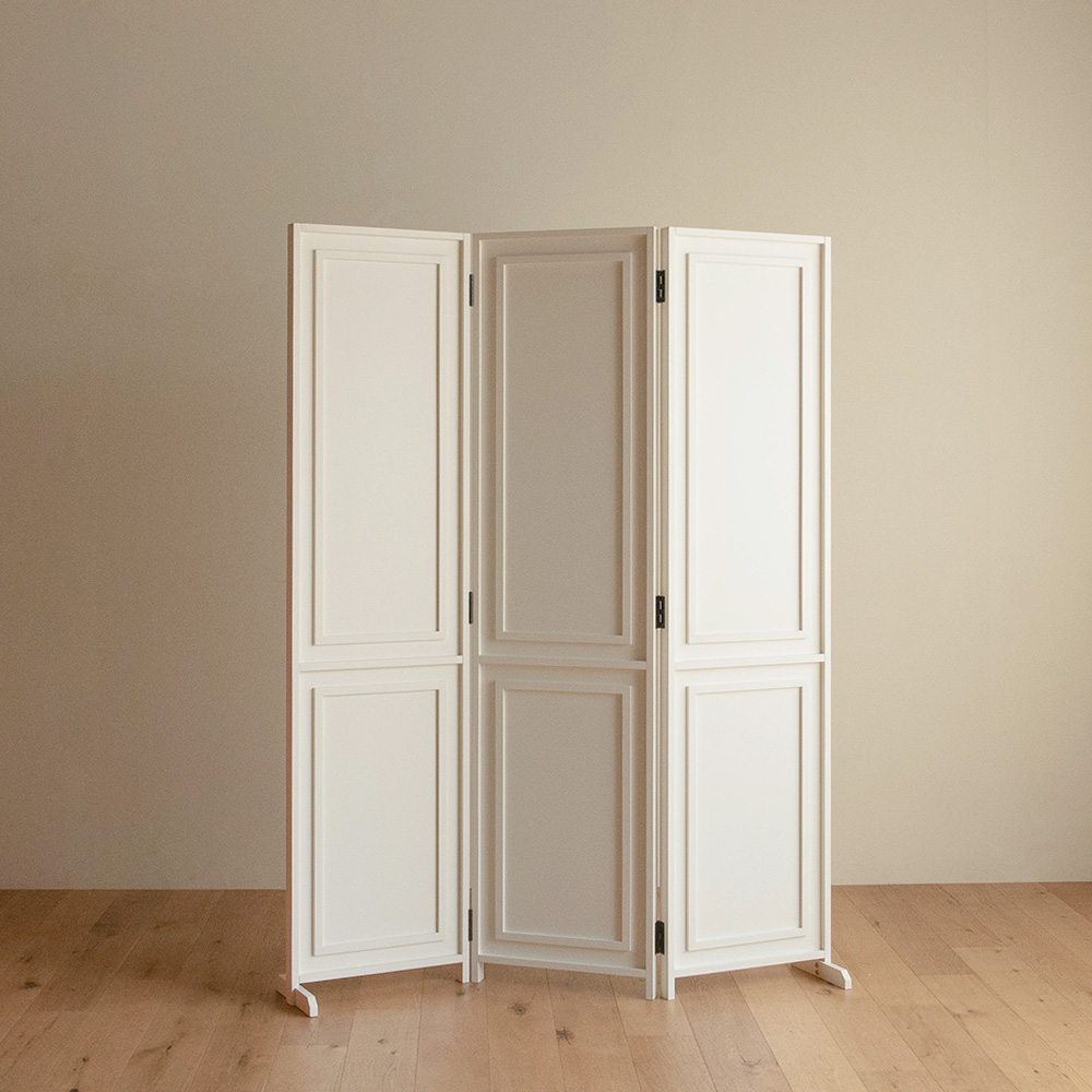 플럼 원목 3단 인테리어 공간분리 가벽 접이식 웨인스코팅 파티션