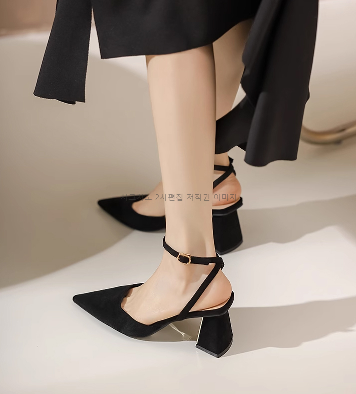 오앤디 7cm 스웨이드 발목 스트랩 스틸레토 통굽 힐 2color 상세 이미지 5
