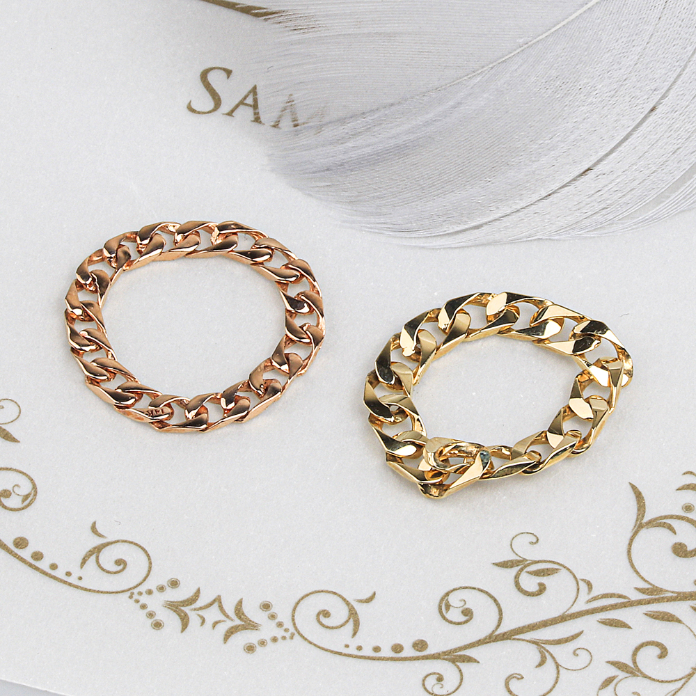 14k 18k 볼드 체인 커플 링 실 반지 우정 3mm 3.5mm 4.5mm 5.3mm