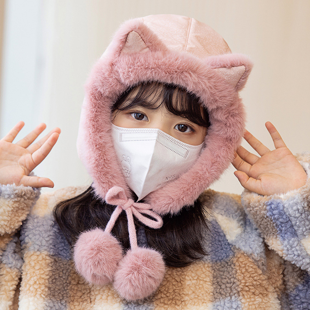 키즈 아동 유아 여아 초등 학생 남아 어린이 아이 겨울 방한 귀달이 고양이 털 군밤 모자 - 상세 이미지 2