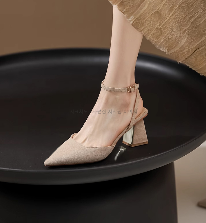 오앤디 7cm 스웨이드 발목 스트랩 스틸레토 통굽 힐 2color 상세 이미지 15