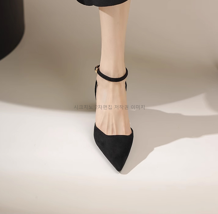 오앤디 7cm 스웨이드 발목 스트랩 스틸레토 통굽 힐 2color 상세 이미지 6