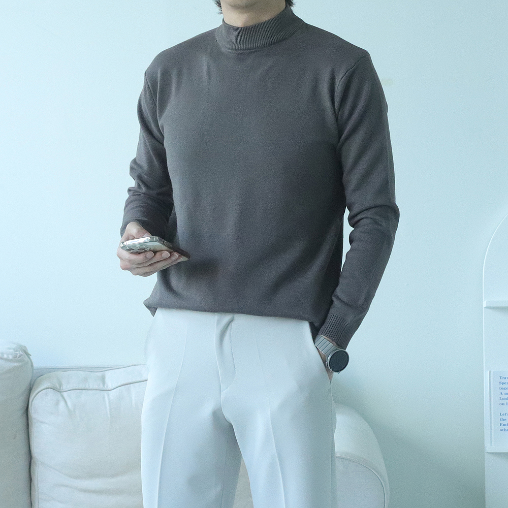 남자니트 남자목폴라 모크넥 캐시미어 니트 이미지 4