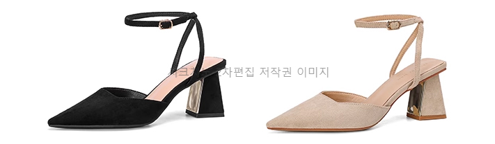 오앤디 7cm 스웨이드 발목 스트랩 스틸레토 통굽 힐 2color 상세 이미지 1