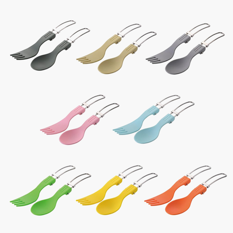 유니프레임 KARA 접이식 커트러리 세트 휴대용 백패킹 스푼 포크