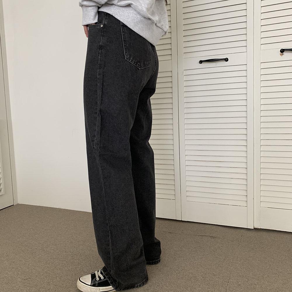 기모일자청바지 흑청바지 통청바지 겨울 - 상세 이미지 4