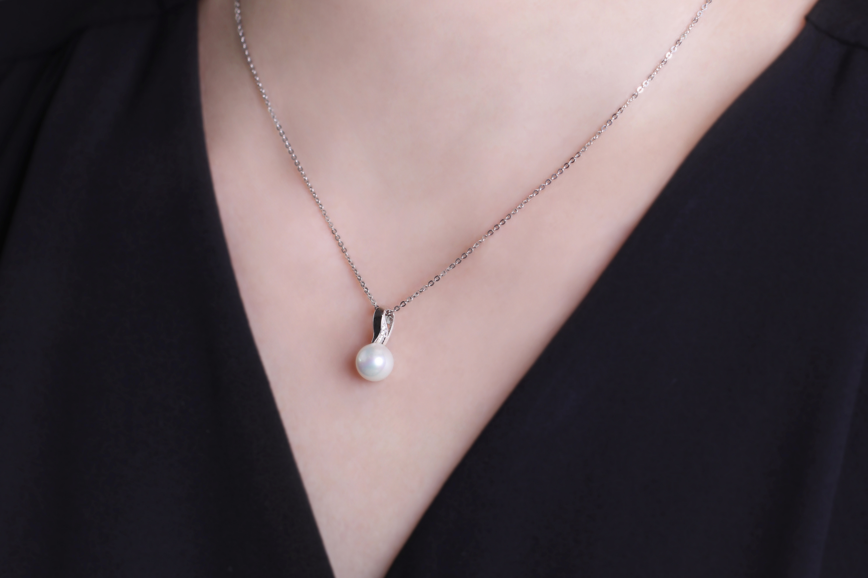 샤를 체인 통과식 14K 18K 진주 목걸이 선물 AAA+ 이미지 6