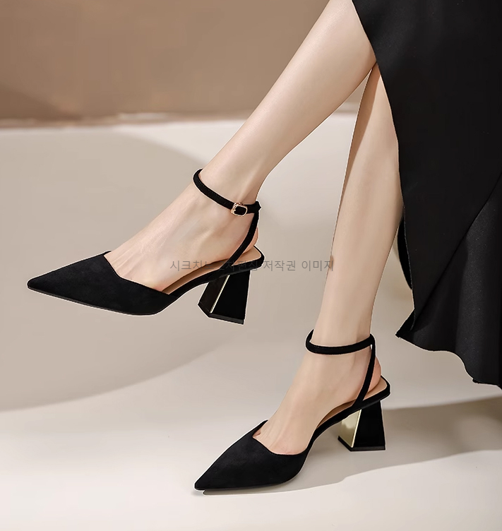 오앤디 7cm 스웨이드 발목 스트랩 스틸레토 통굽 힐 2color 상세 이미지 7
