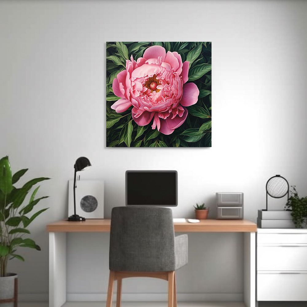 부귀 모란 80x80cm 캔버스액자 모란그림 - 상세 이미지 5