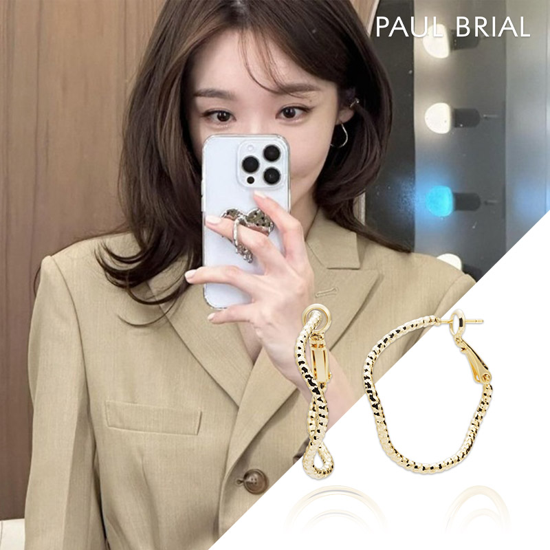 이효리 강민경 귀걸이 폴브리알 솔레이 원터치 링 귀걸이 POBE0250 곡선형 선물 - 메인 이미지