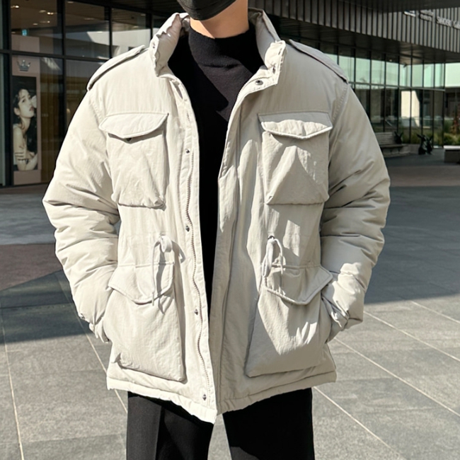 남자 월러 겨울 웰론 투웨이 야상 패딩 점퍼 블랙 그레이 - 상세 이미지 3