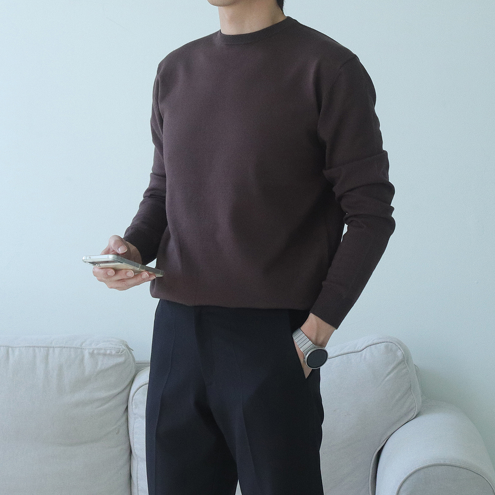 남자 니트 오버핏 캐시미어 남자 스웨터 이미지 2