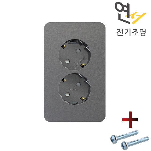 제일 디아트 매입콘센트 2구 세로형 다크그레이 - 상세 이미지 3