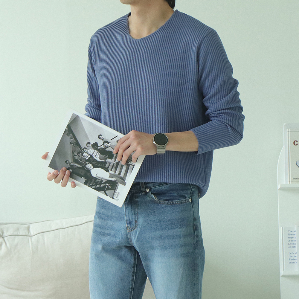 남자니트 남자 골지 브이넥 니트 이미지 4