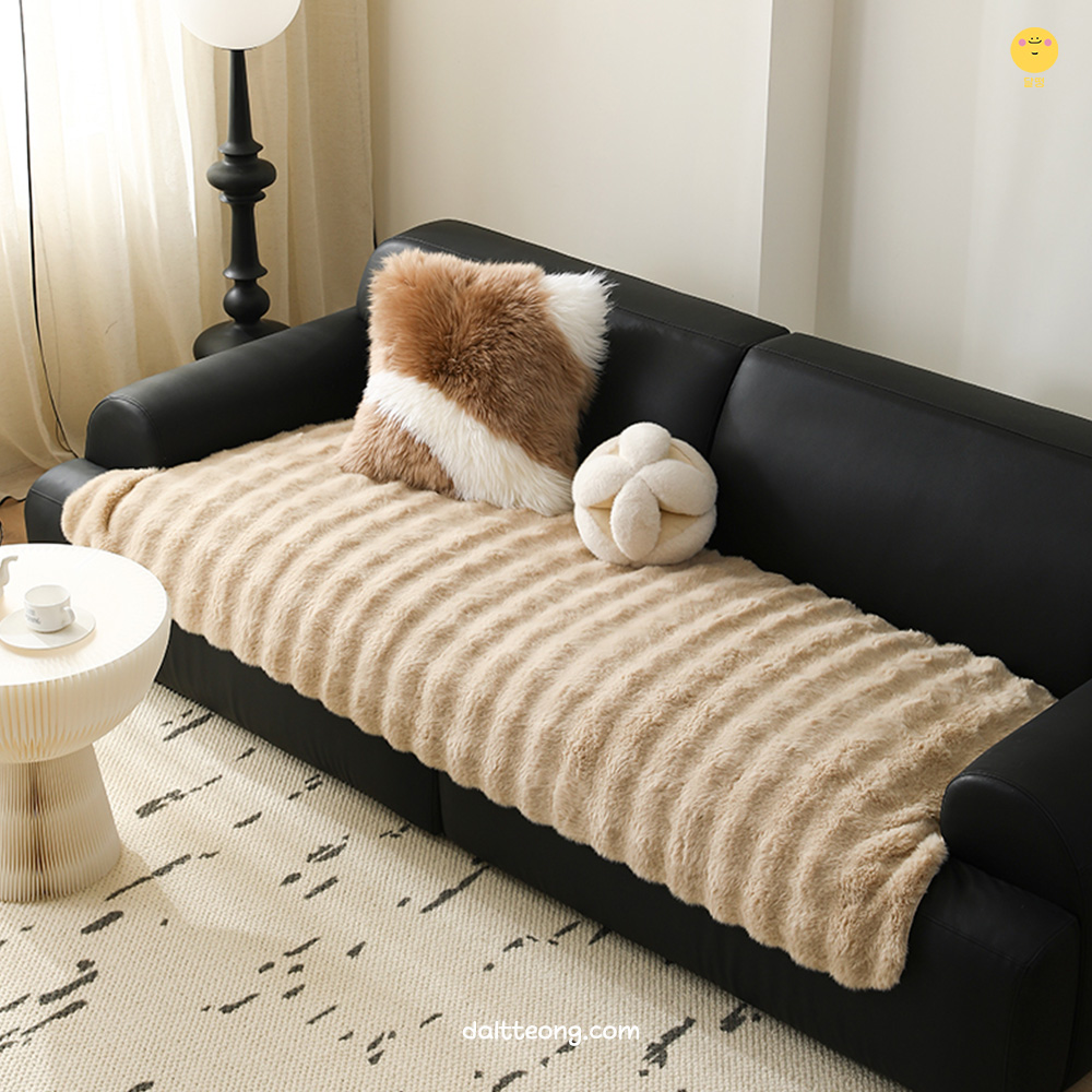 달떵 겨울 극세사 크림버블 퍼 쇼파 커버 패드 매트 러그 밍크 덮개 깔개 120x90