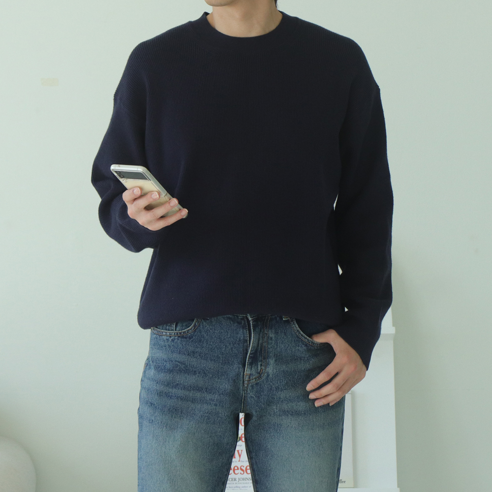 남자스웨터 캐시미어 오버핏 두꺼운 남자 니트 이미지 2