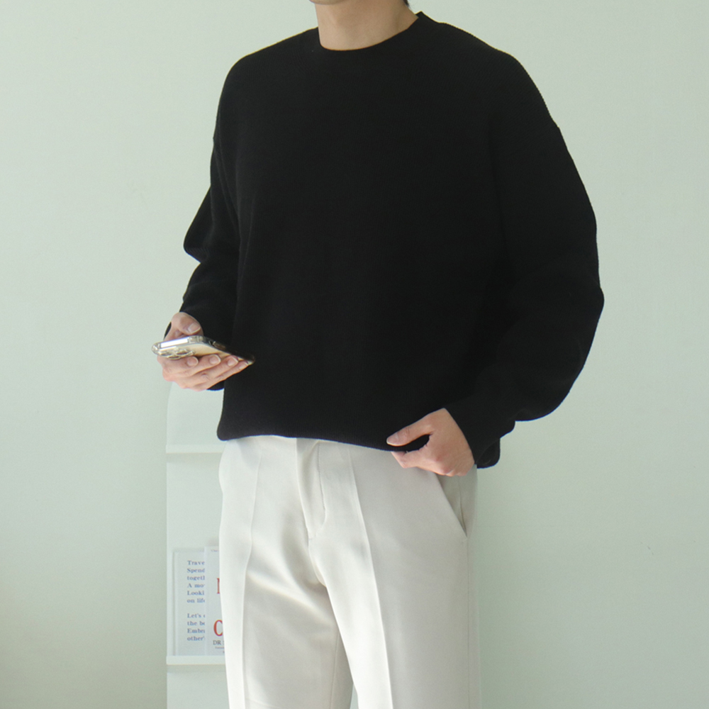 남자니트 오버핏 하찌 두꺼운 남자캐시미어니트 남성스웨터 이미지 3