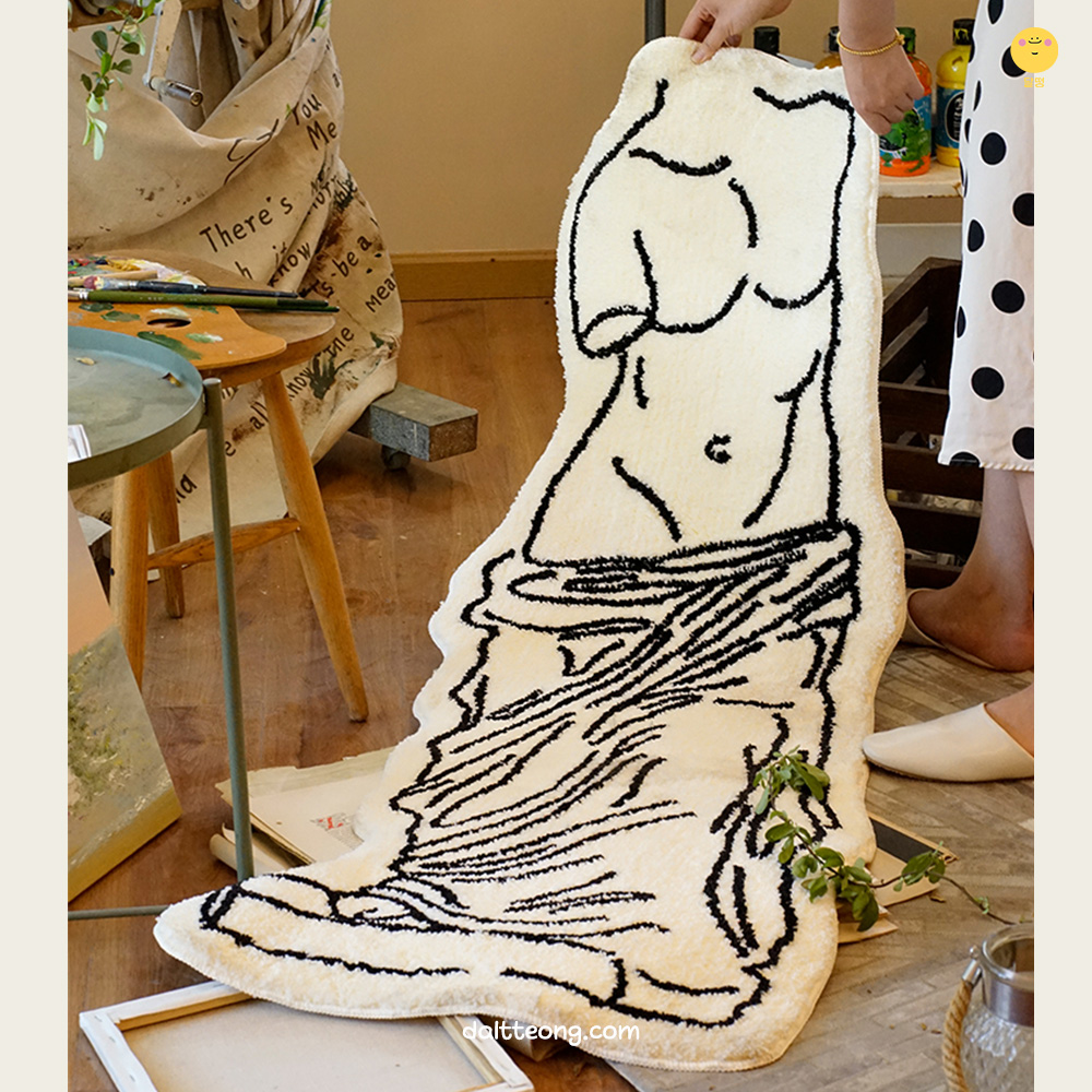 달떵 디자인 침대 피사의 사탑 러그 긴러그 소형 카페트 거실 매트 포인트 빈티지