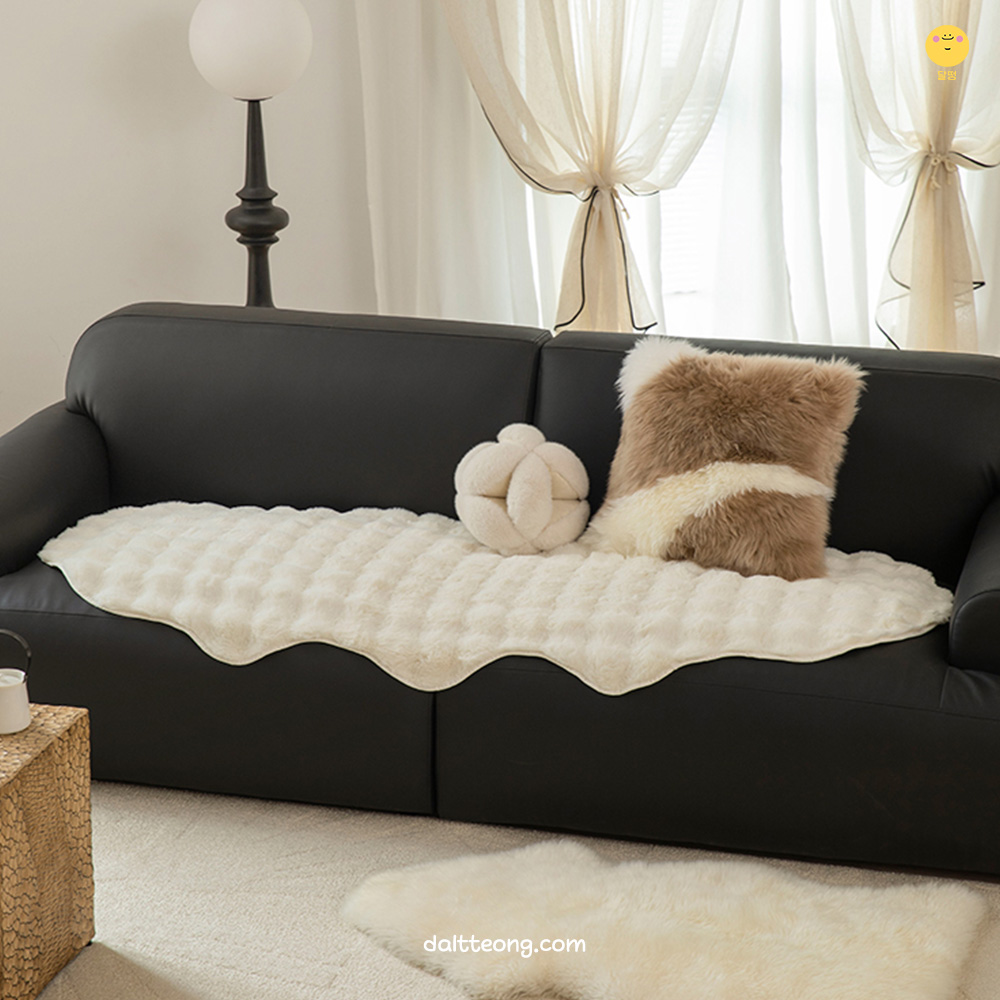 달떵 겨울 극세사 크림 털 퍼 쇼파 패드 매트 러그 밍크 덮개 깔개 3인 4인90x160
