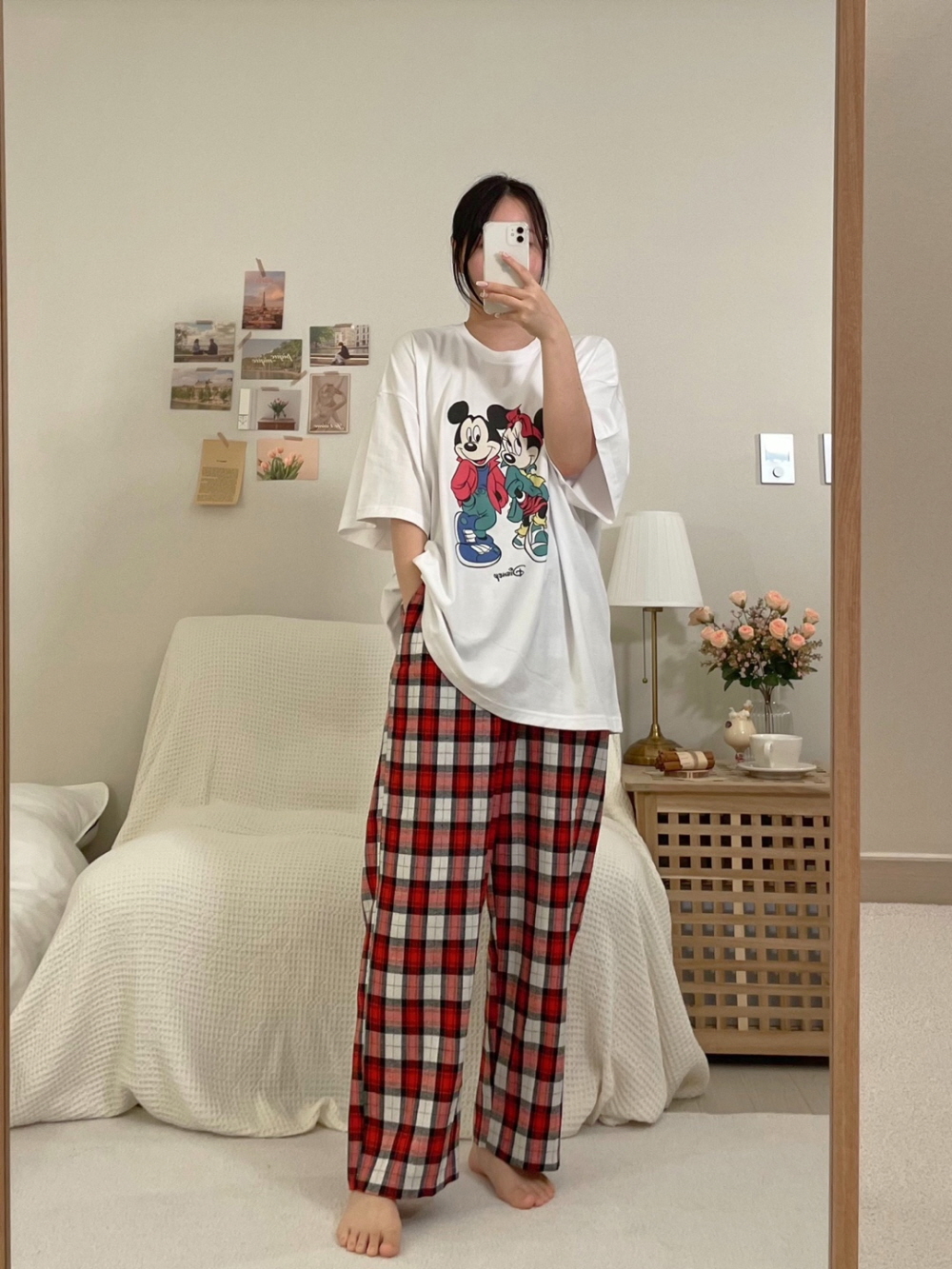 포즈 미키 오버핏 반팔 티셔츠 디즈니 커플 박스티 - 상세 이미지 5