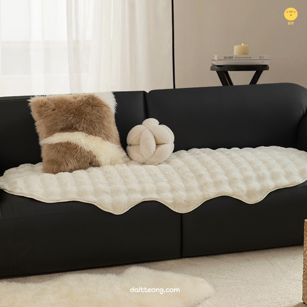 달떵 겨울 극세사 크림 털 퍼 쇼파 패드 매트 러그 밍크 덮개 깔개 3인 4인90x160