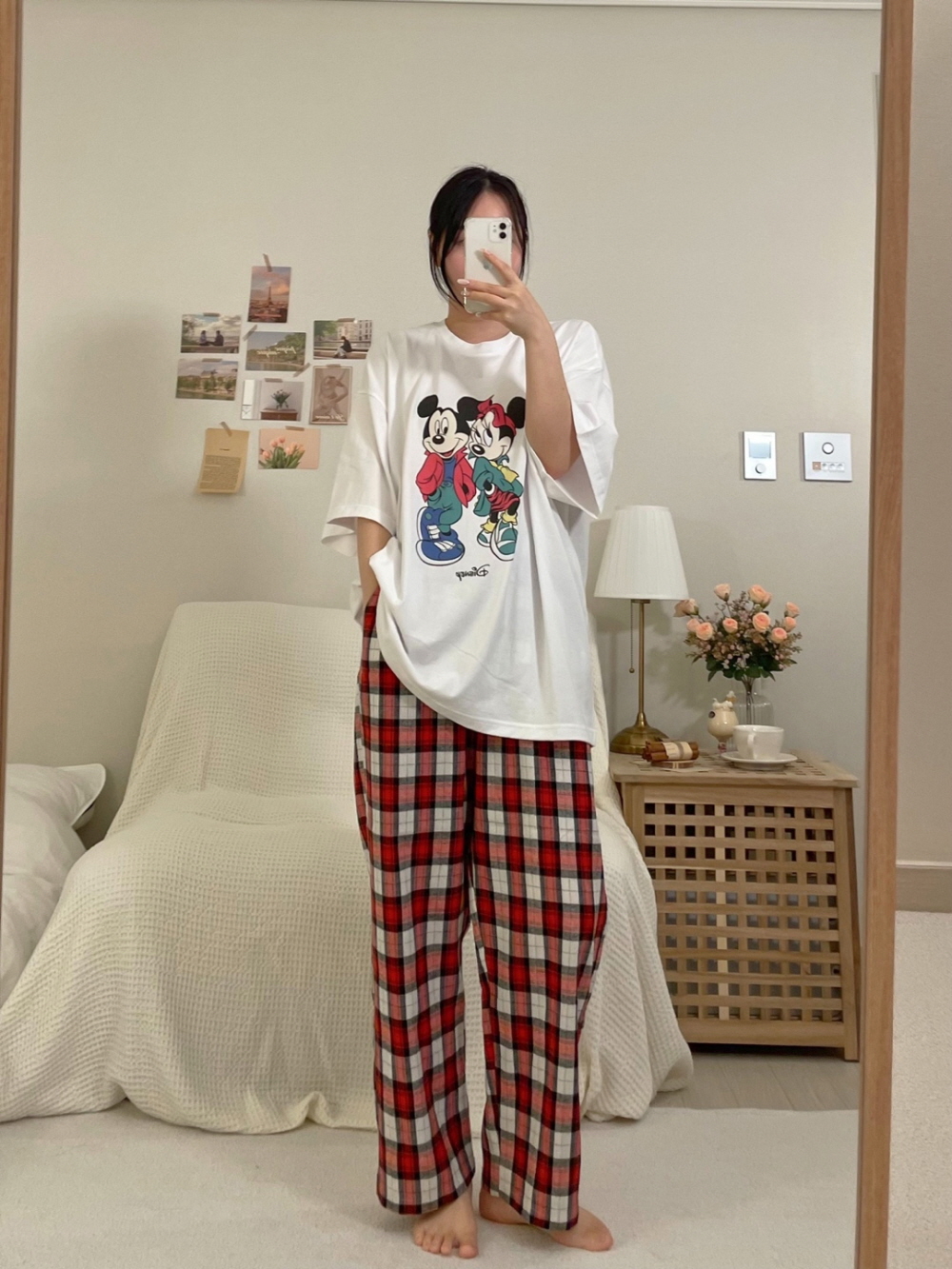 포즈 미키 오버핏 반팔 티셔츠 디즈니 커플 박스티 이미지 6