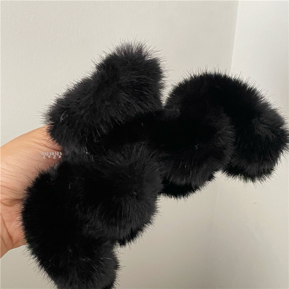 밍크 대왕집게핀 겨울 페이크퍼 올림머리핀 - 상세 이미지 2