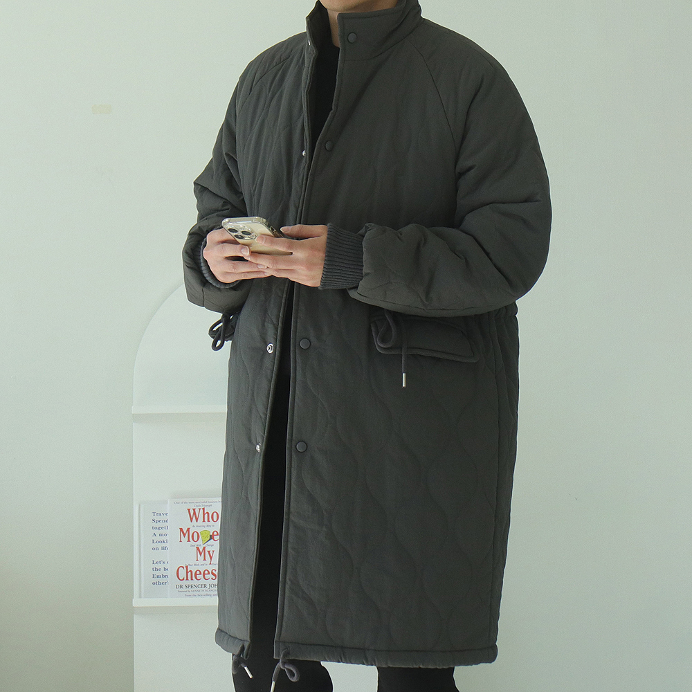 남자롱패딩 오버핏 깔깔이 누빔 점퍼 남자 패딩 이미지 2