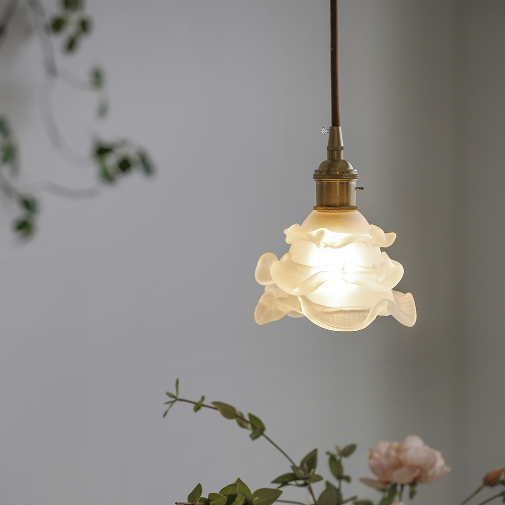 밀크글라스 장미 1등 빈티지 글라스 펜던트 인테리어 카페 수입 조명 식탁등 주방등