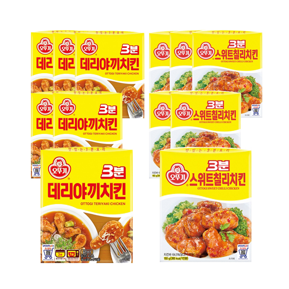 오뚜기 3분데리야끼치킨 150g 6개+3분스위트칠리 치킨 150g 6개