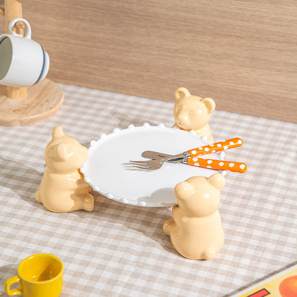 곰돌이 디저트 홈 카페 케이크 받침대 스탠드 물방울 1호 (18cm) : 코지테이블