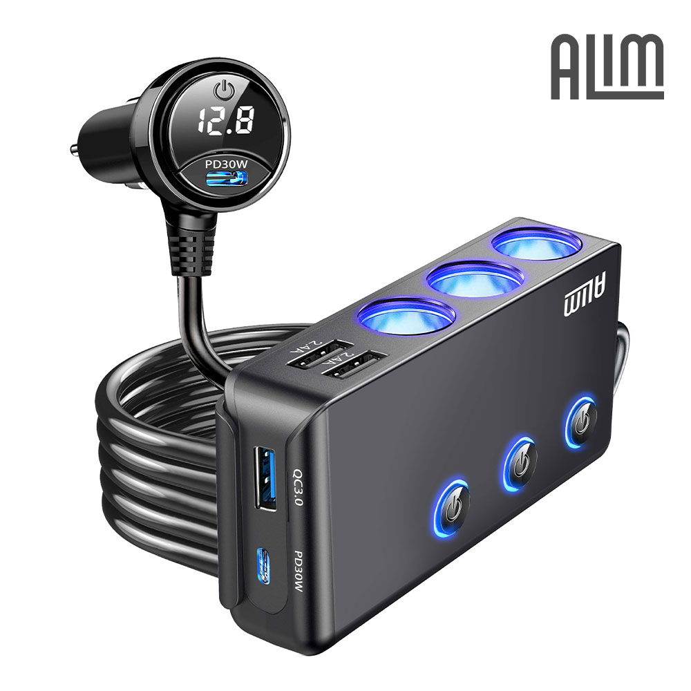 충전포트 5개 볼트게이지 차량용 3구 멀티 시거잭 초고속 충전기 PD USB
