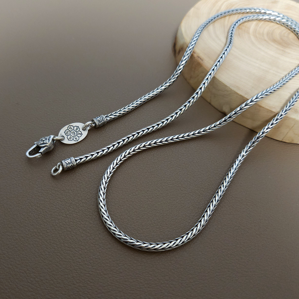 3mm 실버 925 빈티지 엔틱 패션 남성 데일리 체인 줄 힙합 유화 은 목걸이