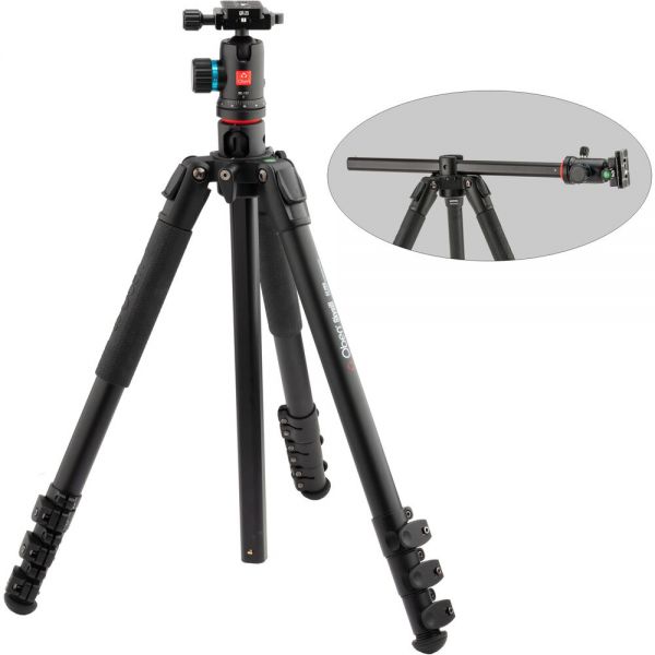 Oben Skysill ALF-6194L 90° 측면 중앙 컬럼과 BE-117 Dual 듀얼 액션 볼 헤드가 있는 4단 알루미늄 Tripod 삼각대 : 둠퍼