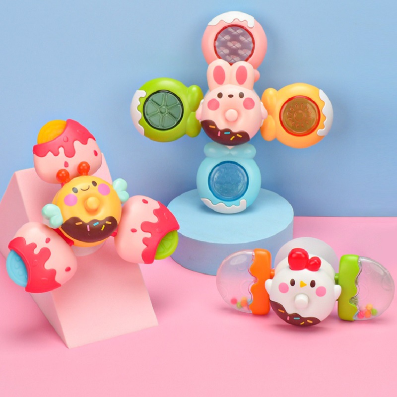 키저스 3단합체 캔디스핀팝 흡착 회전 딸랑이 치발기 3종세트 돌 아기 신생아 장난감 선물