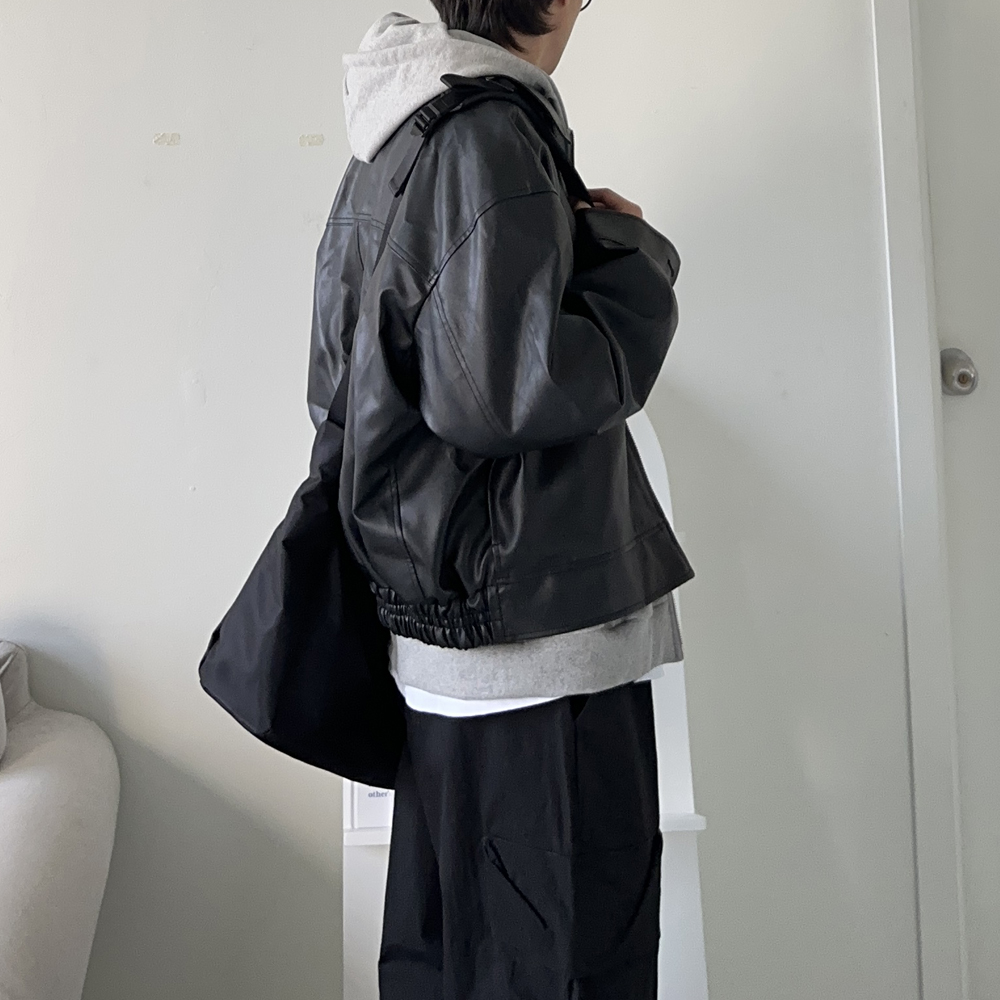 남자자켓 오버핏 트러커 레더 남자가죽자켓 이미지 3