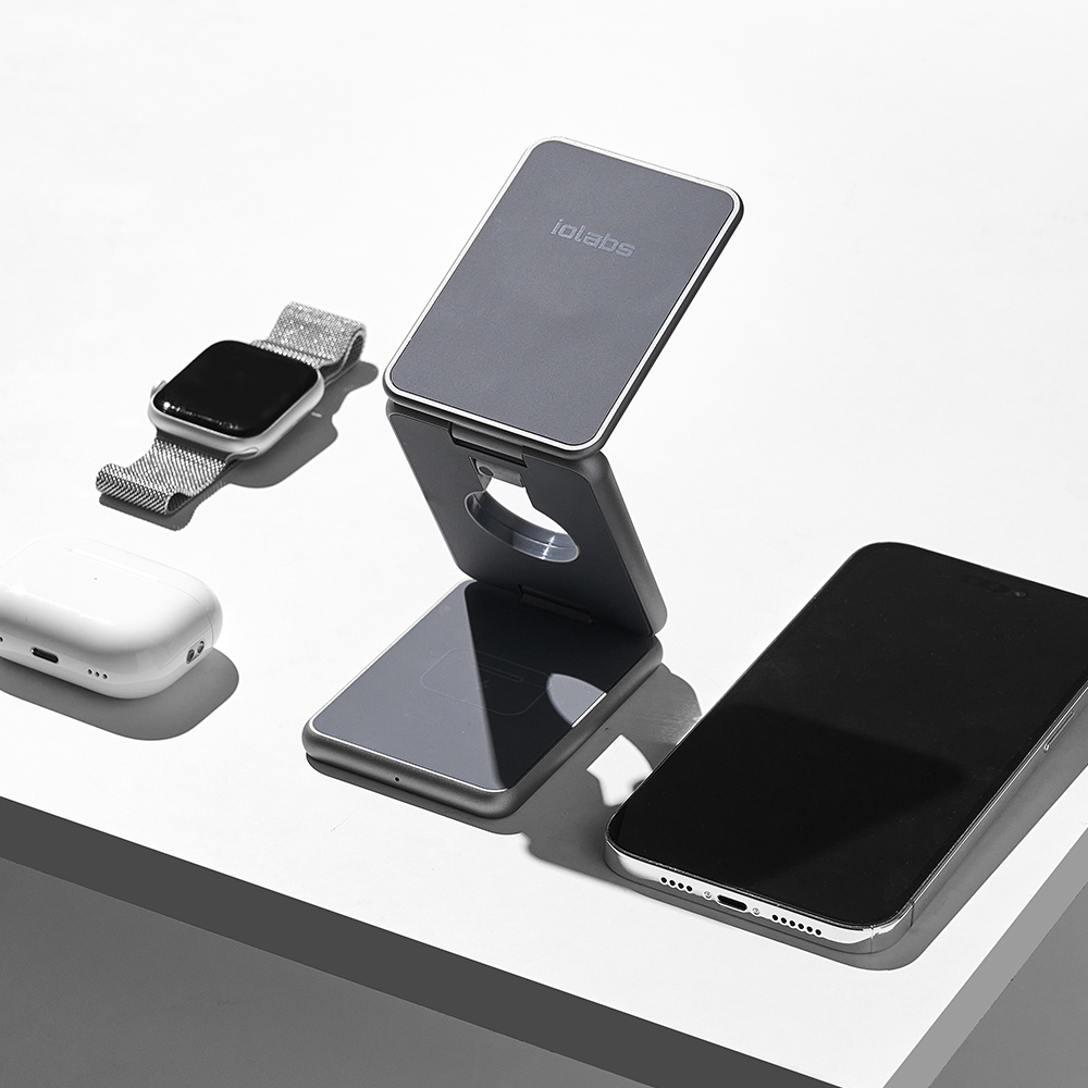 아이오랩스 3in1 접이식 고속 무선 충전기 애플워치 맥세이프 휴대용
