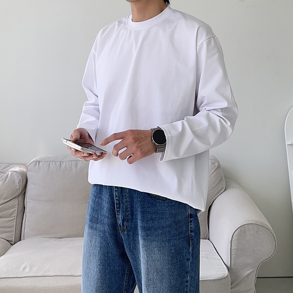 남자긴팔티 구김없는 분또 이너 티셔츠 이미지 3