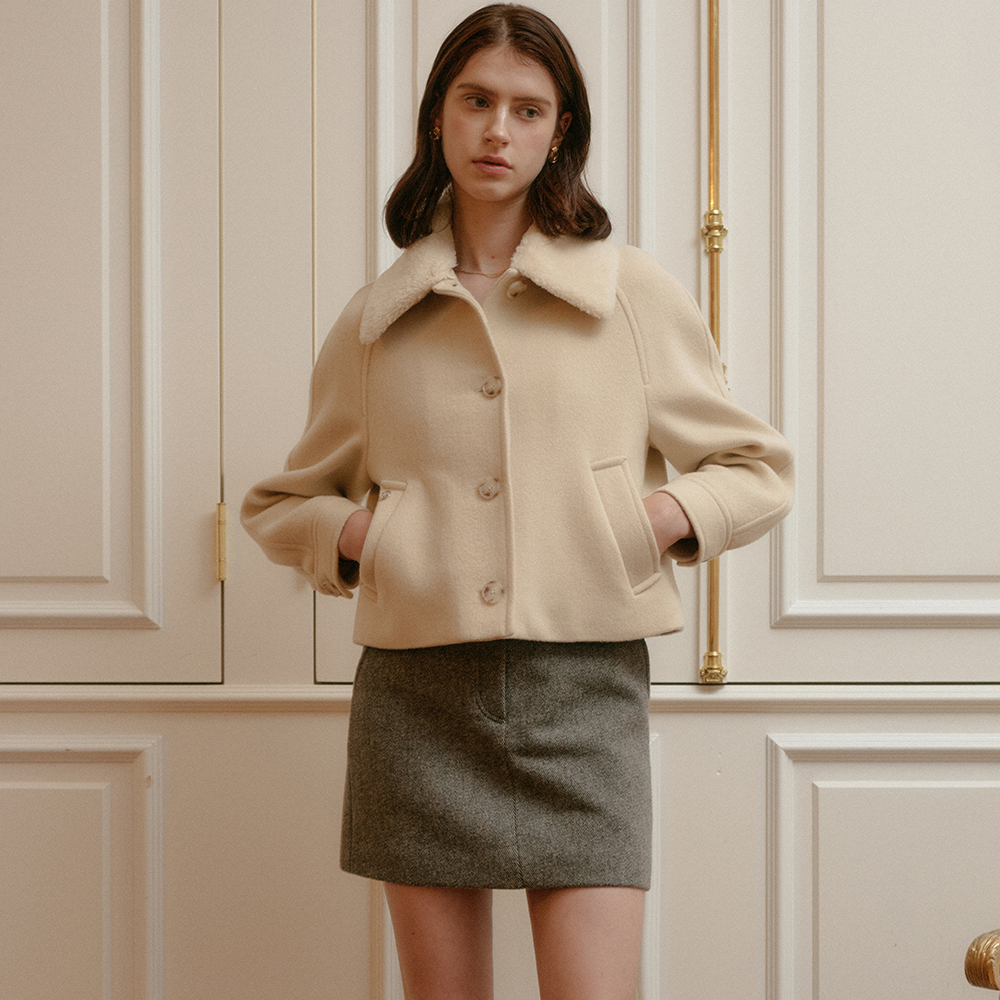 [룩캐스트] 라이트 베이지 메리노아 울 자켓 / LIGHT BEIGE MERINOA WOOL JACKET : 룩캐스트 LOOKAST
