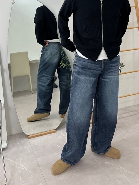 남자진청바지 남자통청바지 데님 - 상세 이미지 2