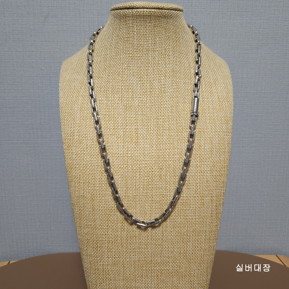 6.3mm 실버 925 빈티지 엔틱 패션 데일리 힙합 볼드 체인 줄 유화 은 목걸이 - 상세 이미지 3