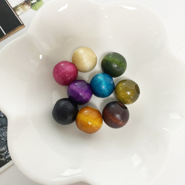 (10컬러세트) NEW) 국산제작 15mm 나무구슬 마크라메 컬러 우드볼 목구슬 팔찌 재료(100개) - 상세 이미지 3