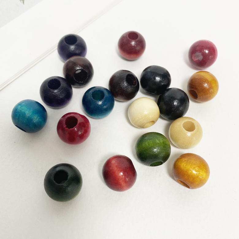 (9컬러세트) NEW 국산제작 13mm 나무구슬 마크라메 컬러 우드볼 목구슬 팔찌 재료(90개) - 상세 이미지 2